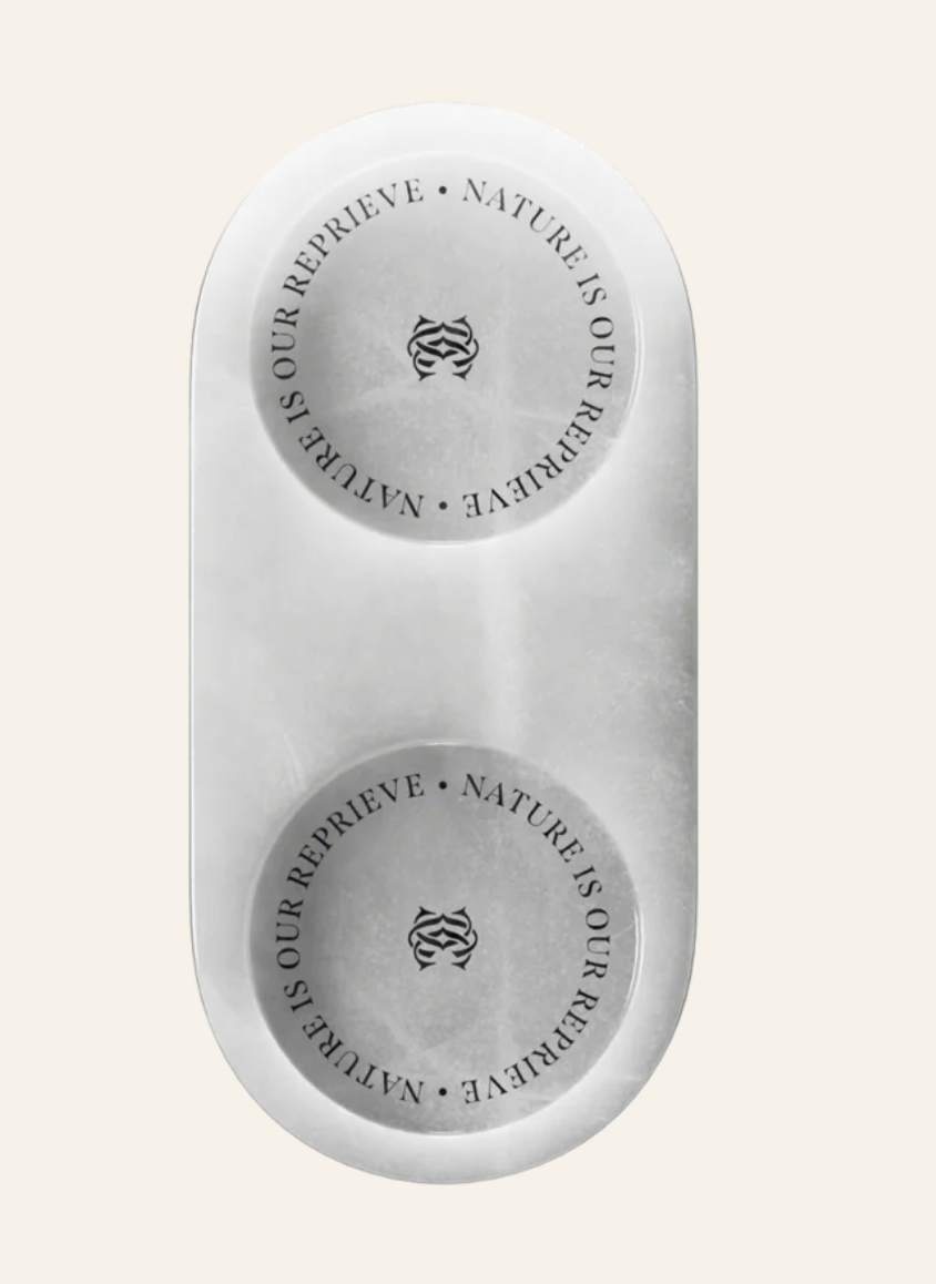 Double White Marble Tray